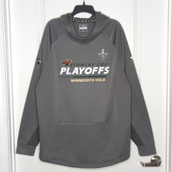 Minnesota Wild Fanatics Branded 2021 NHL Playoffs Pullover Hoodie Charcoal 2XL - Picture 11 of 11